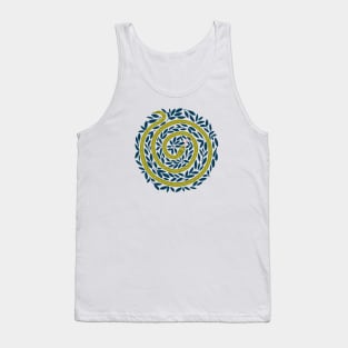 Spiral Snake olive green Tank Top